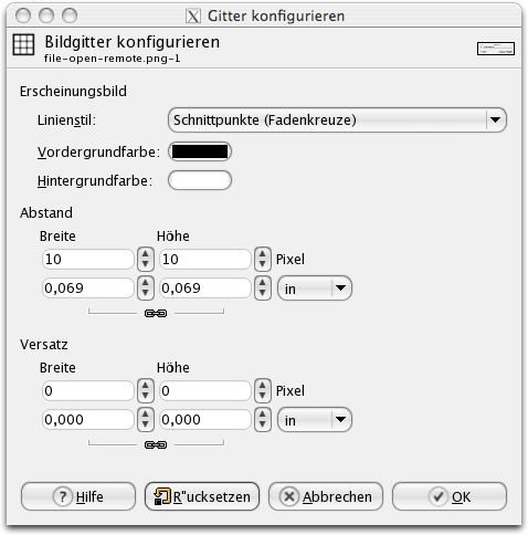 Das Dialogfenster Gitter konfigurieren